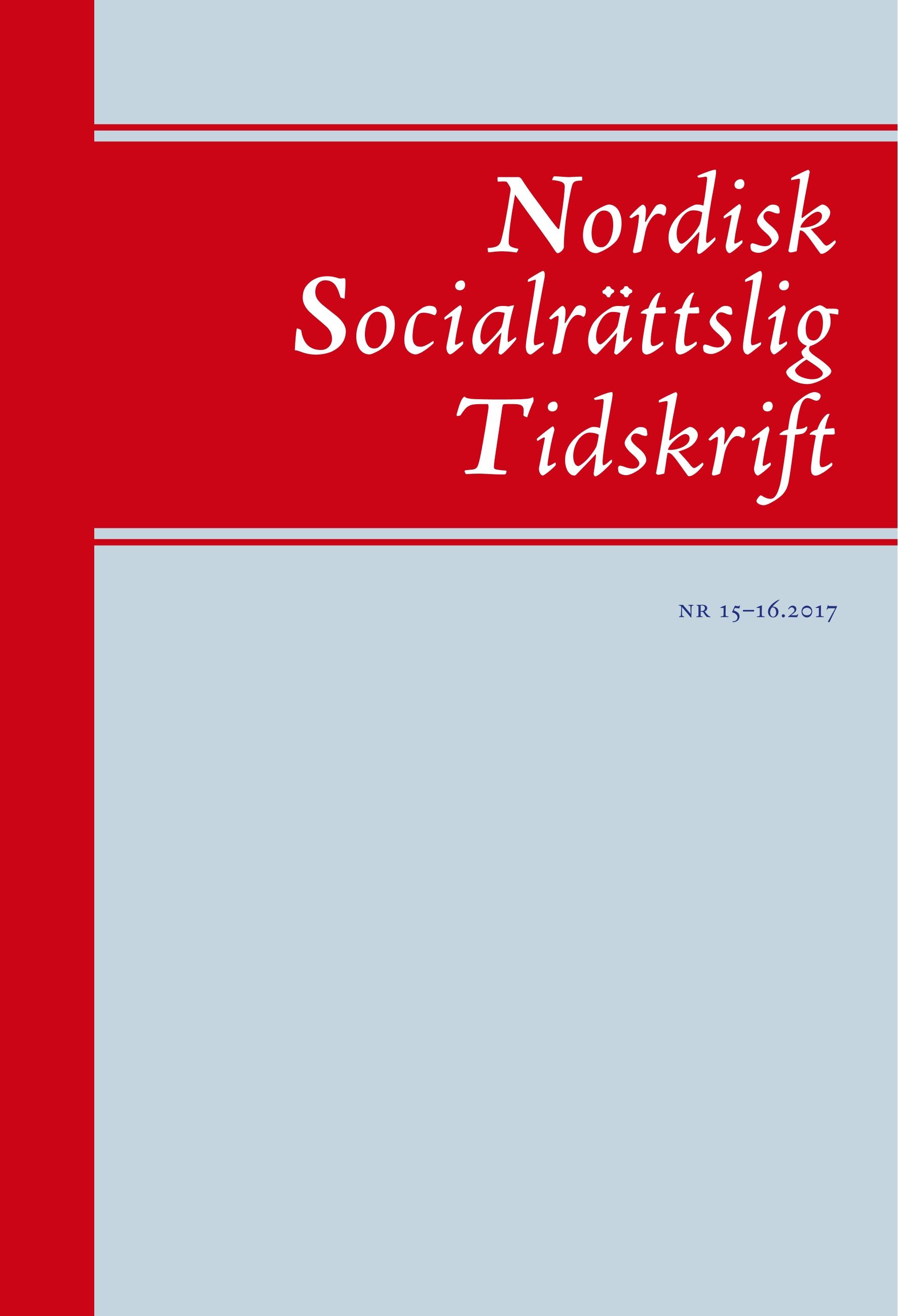 Vorderes Coverbild Nordisk Socialrättslig Tidskrift 15-16, 2017