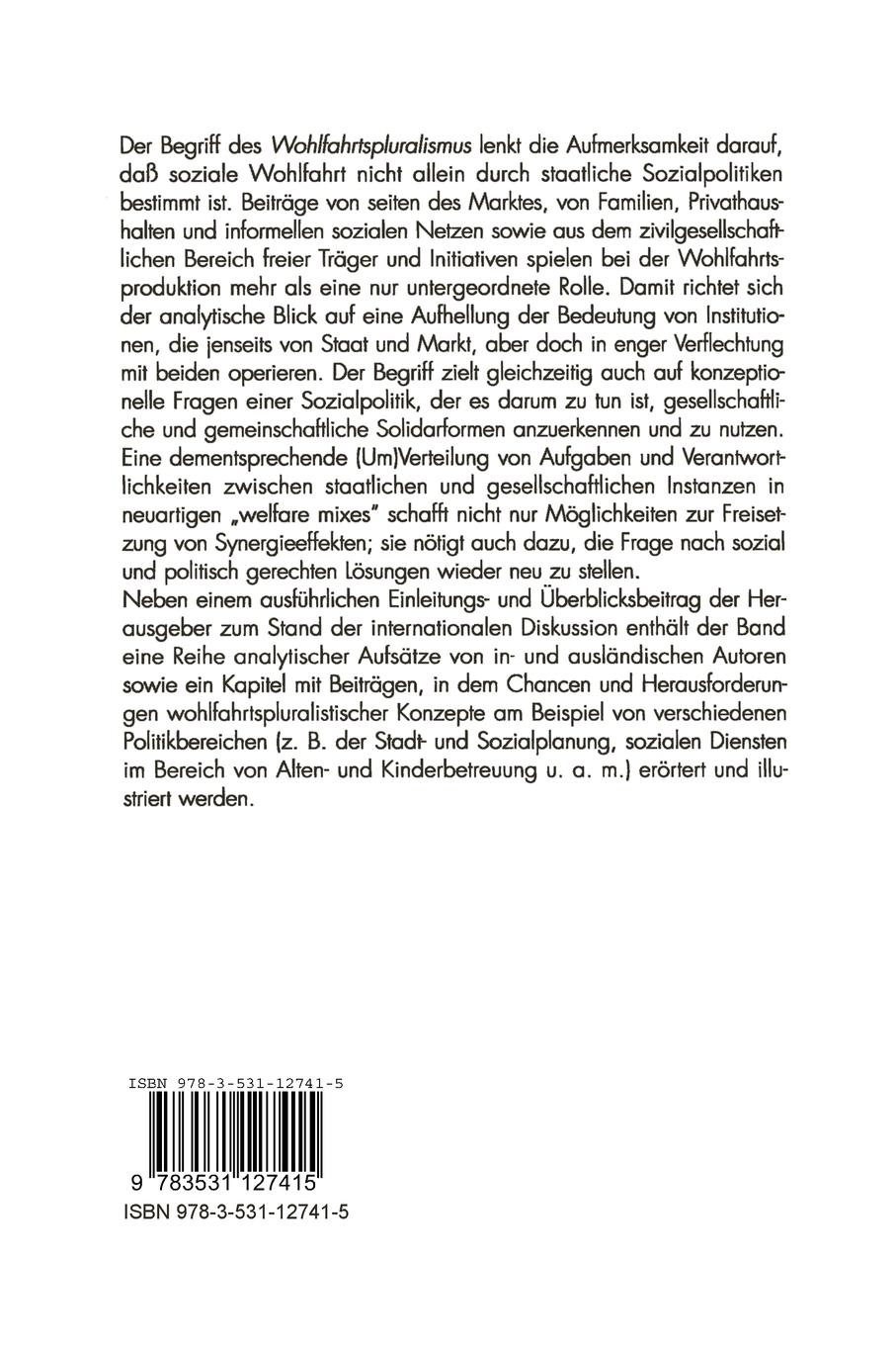 Rückseitencover Wohlfahrtspluralismus