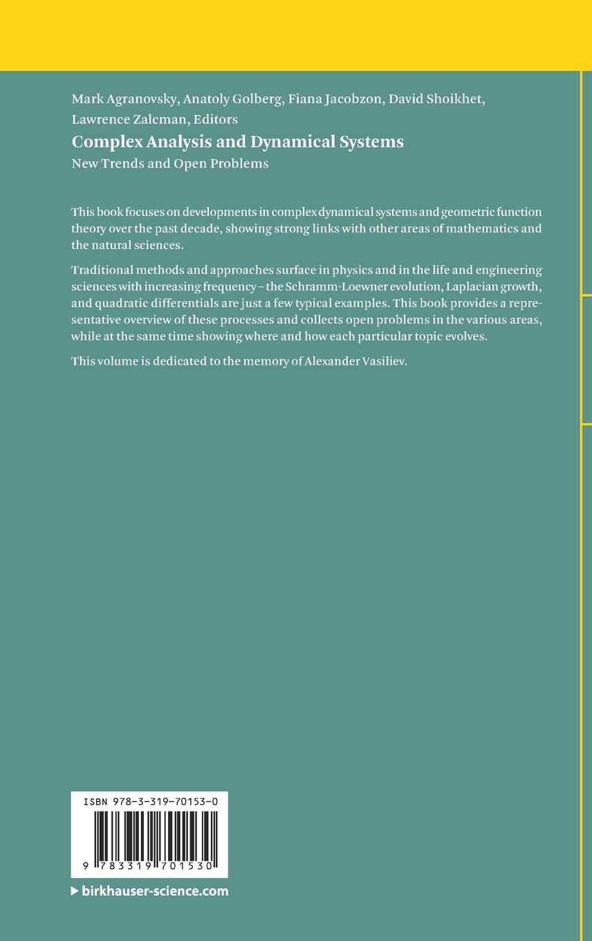 Rückseitencover Complex Analysis and Dynamical Systems