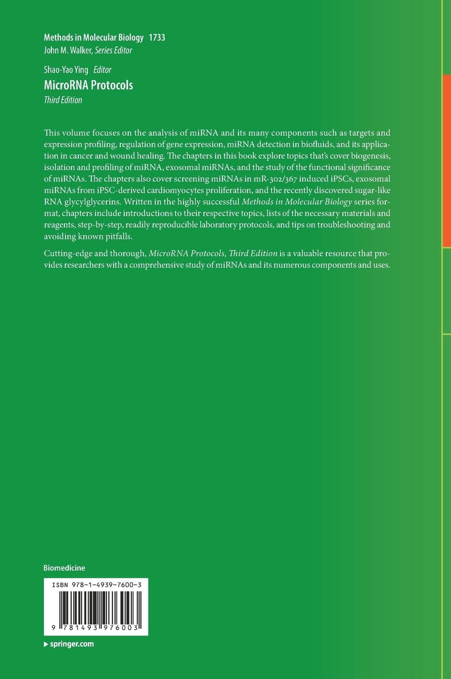 Rückseitencover MicroRNA Protocols
