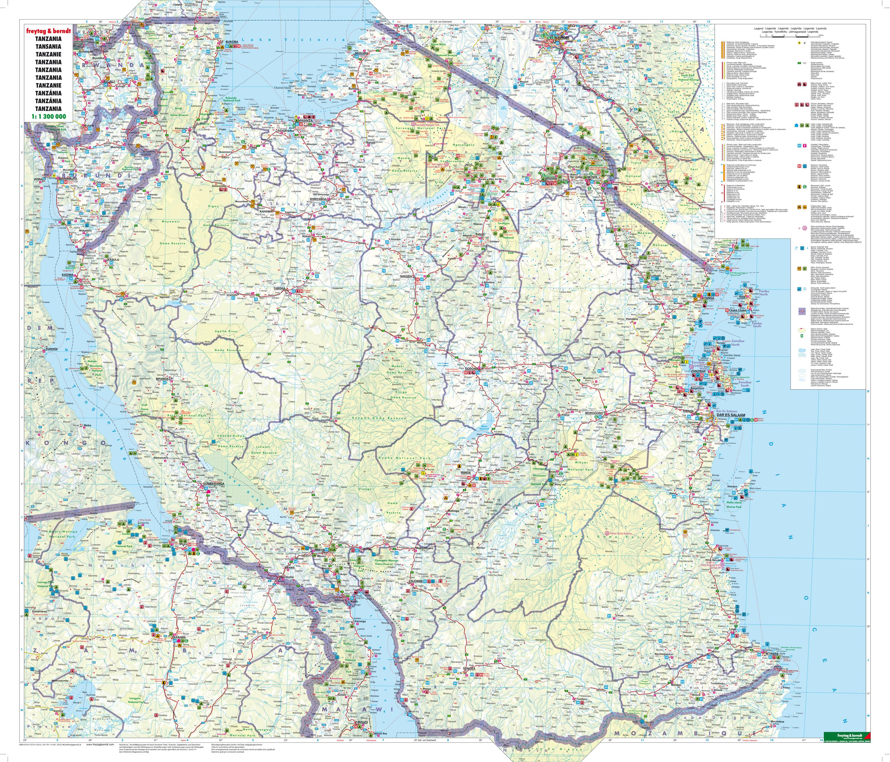 Beispielinhalt (Bild) Tansania 1 : 1 300 000