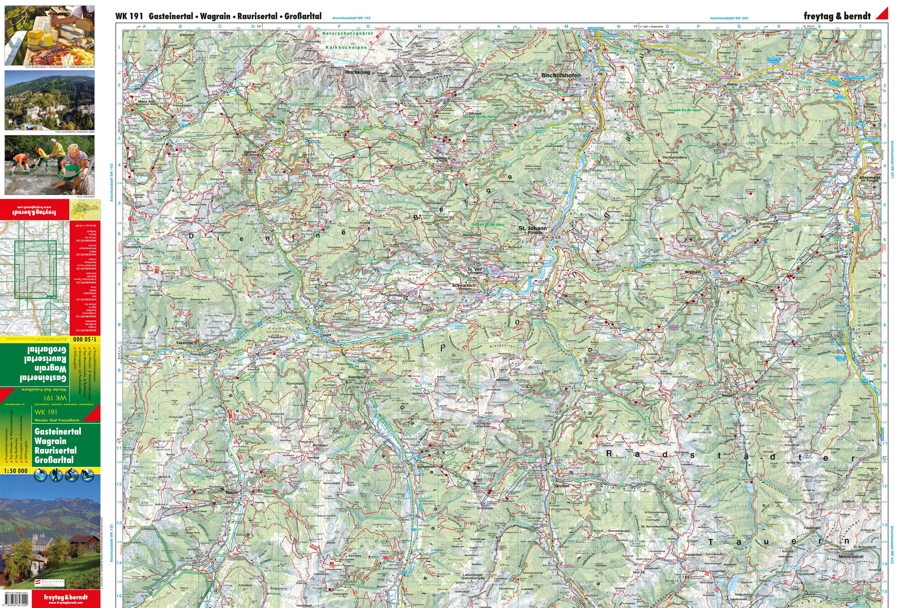 Beispielinhalt (Bild) Gasteiner Tal, Wagrain, Raurisertal, Grossarltal  1 : 50 000. WK 191
