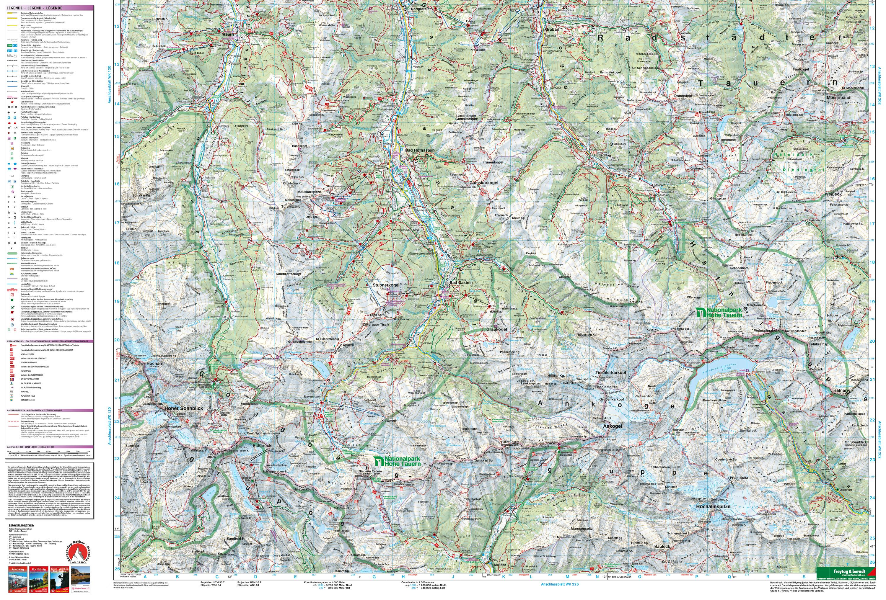 Beispielinhalt (Bild) Gasteiner Tal, Wagrain, Raurisertal, Grossarltal  1 : 50 000. WK 191