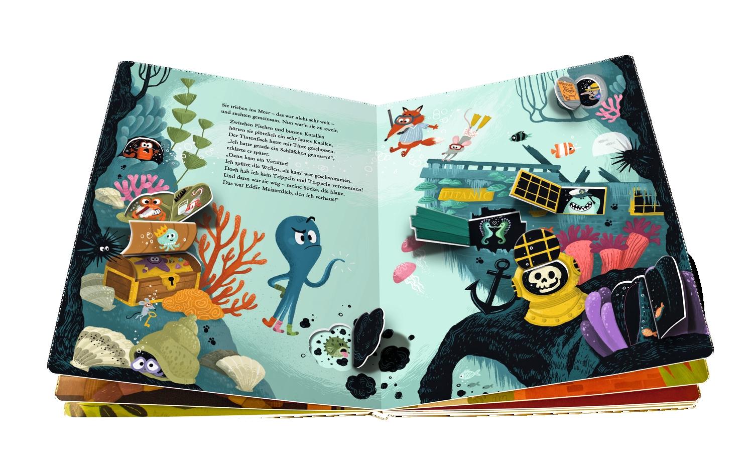 Beispielinhalt (Bild) Eddie Meisterdieb. Eine rasante Verfolgungsjagd mit Verschwinde-Klappen!