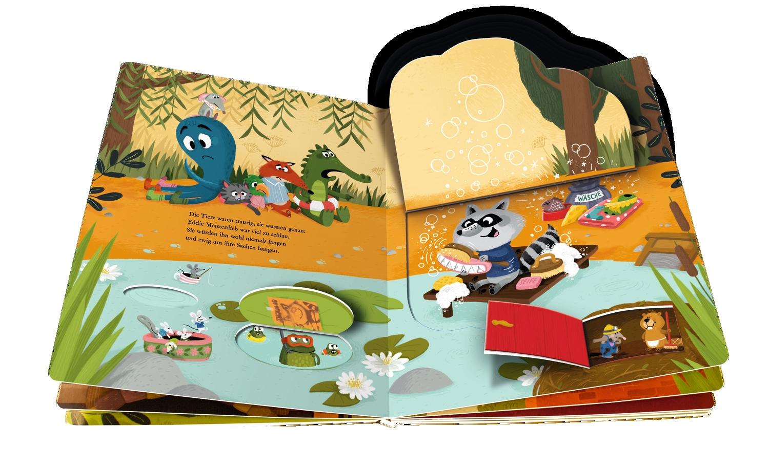 Beispielinhalt (Bild) Eddie Meisterdieb. Eine rasante Verfolgungsjagd mit Verschwinde-Klappen!