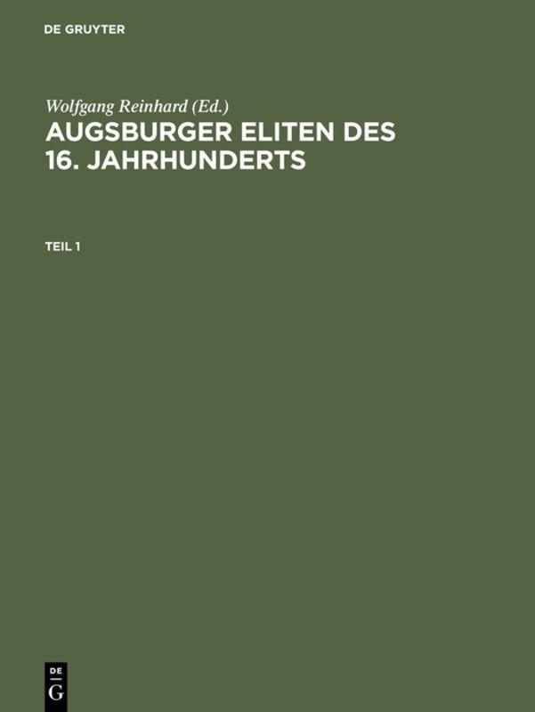 Vorderes Coverbild Augsburger Eliten des 16. Jahrhunderts