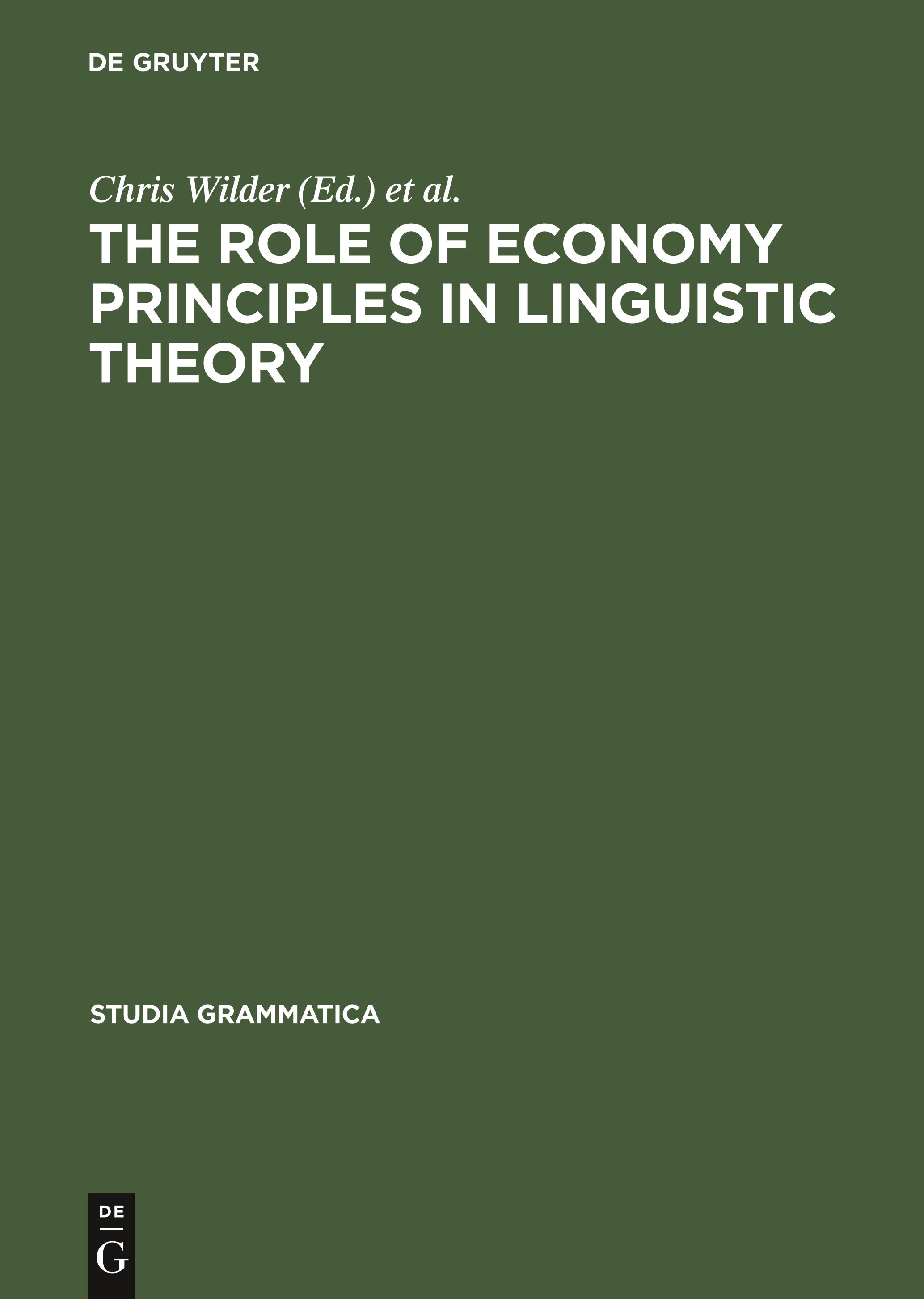 Vorderes Coverbild The Role of Economy Principles in Linguistic Theory
