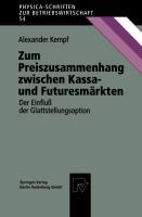 Vorderes Coverbild Zum Preiszusammenhang zwischen Kassa - und Futuresmärkten