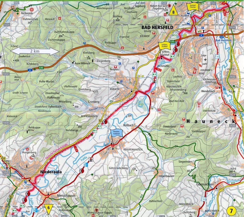 Beispielinhalt (Bild) Radwanderkarte Fulda-Radweg, Gersfeld - Bad Karlshafen 1 : 50 000