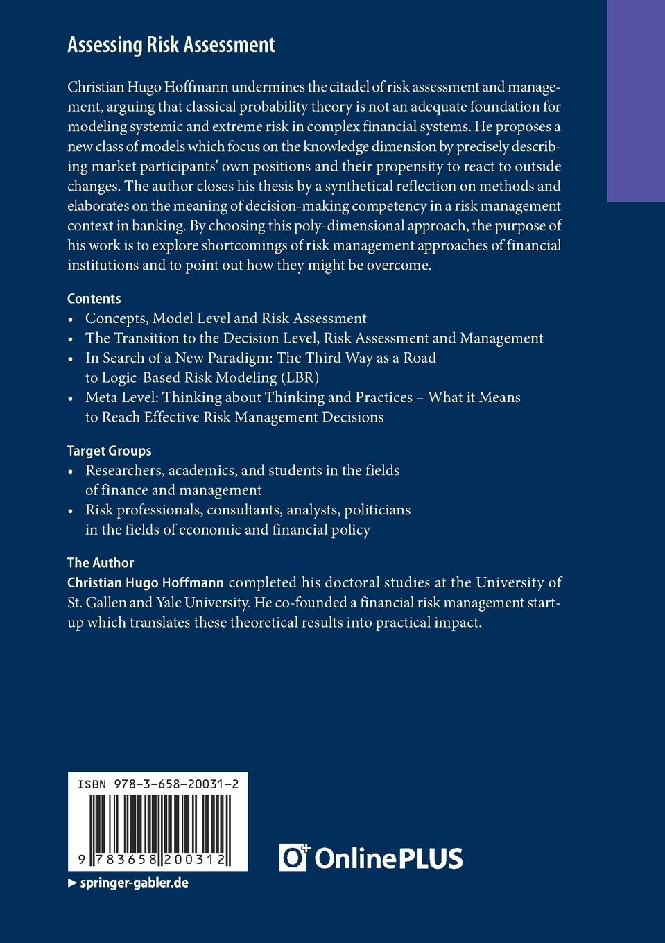 Rückseitencover Assessing Risk Assessment