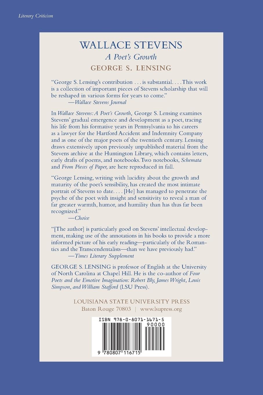 Rückseitencover Wallace Stevens