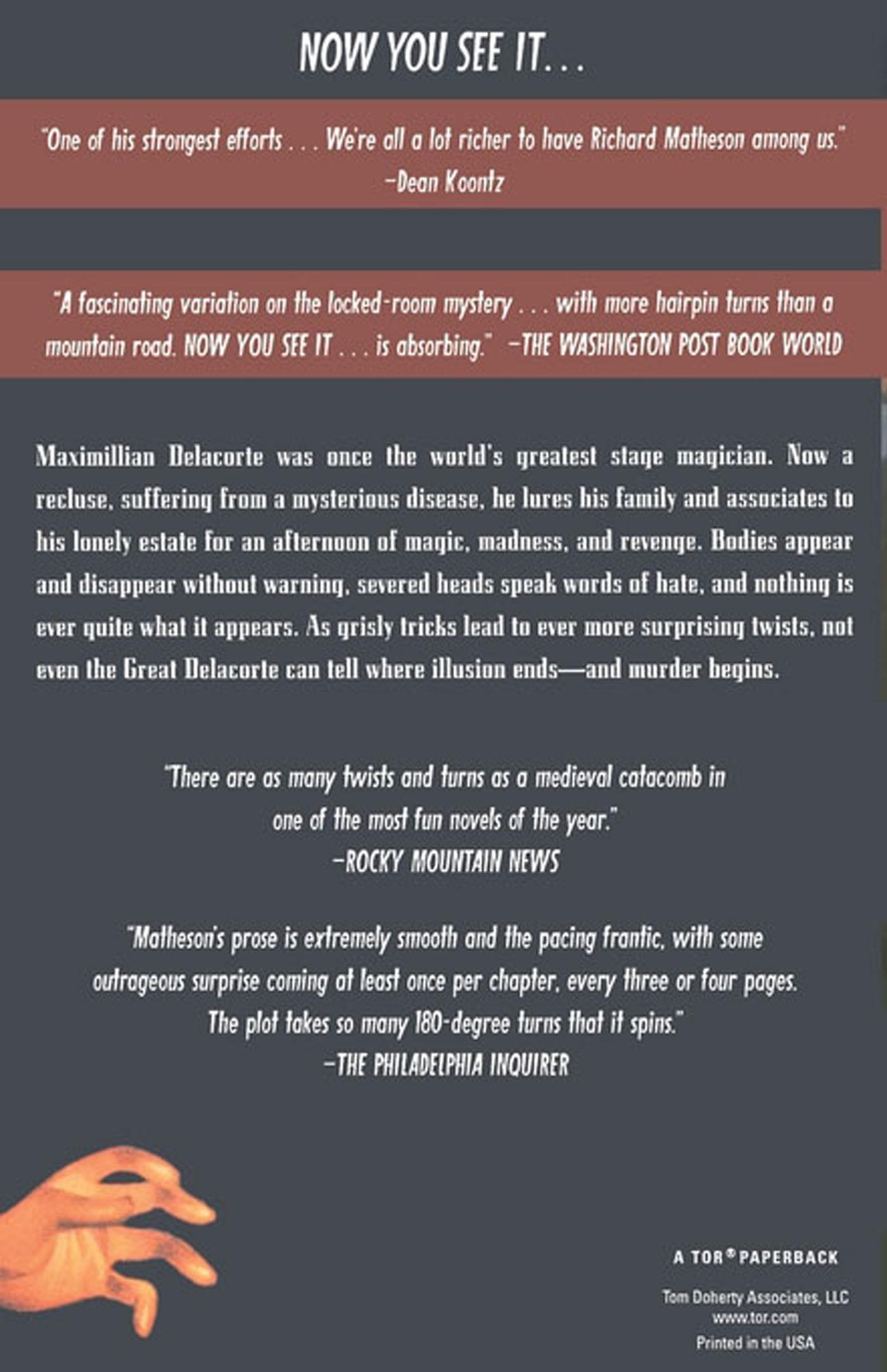 Rückseitencover Now You See It . . .