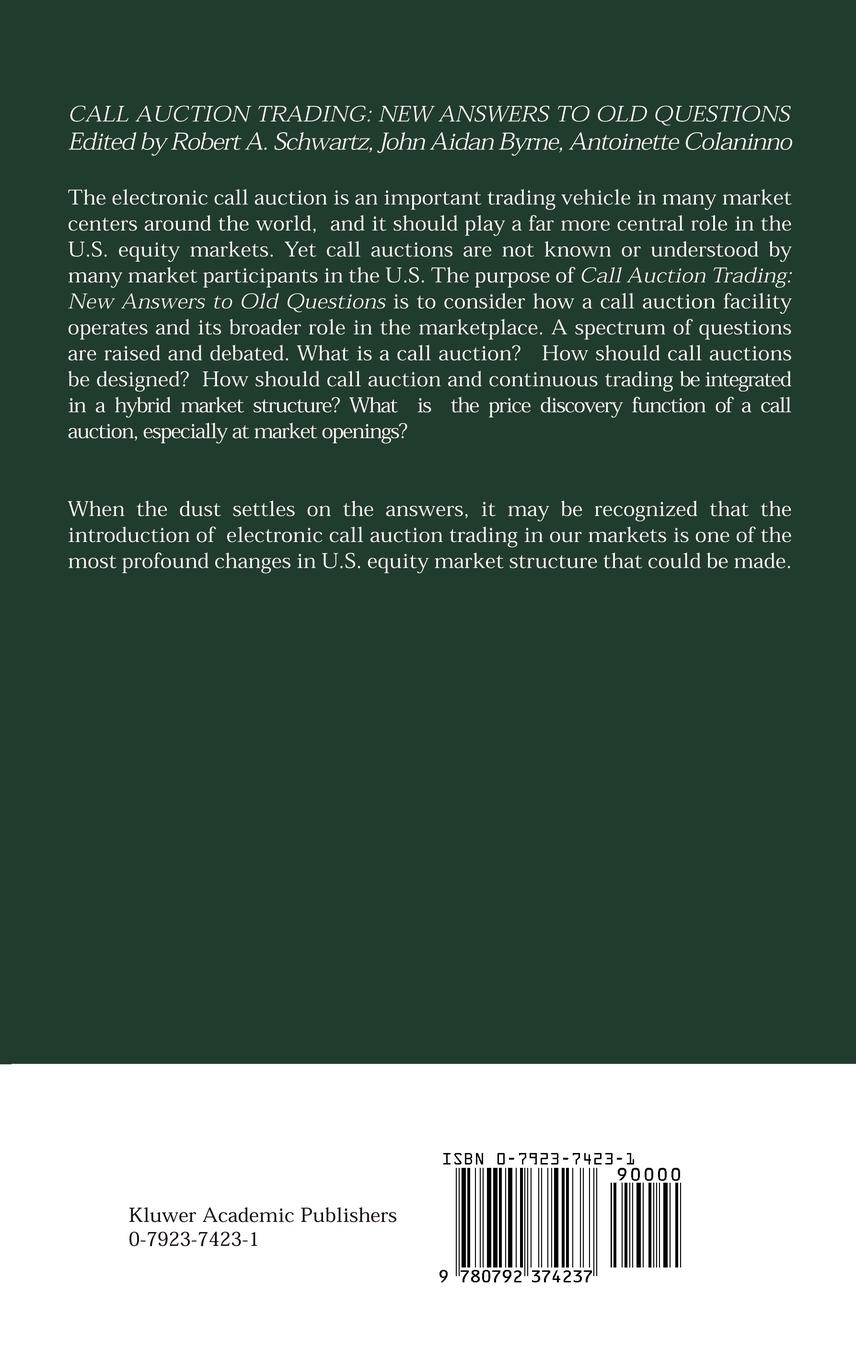 Rückseitencover Call Auction Trading