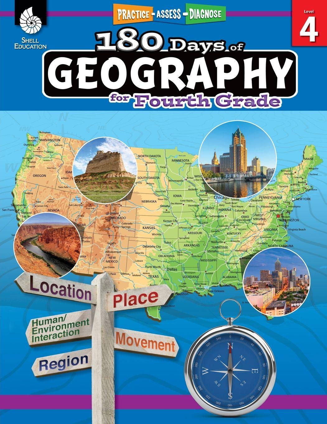 Vorderes Coverbild 180 Days of Geography for Fourth Grade