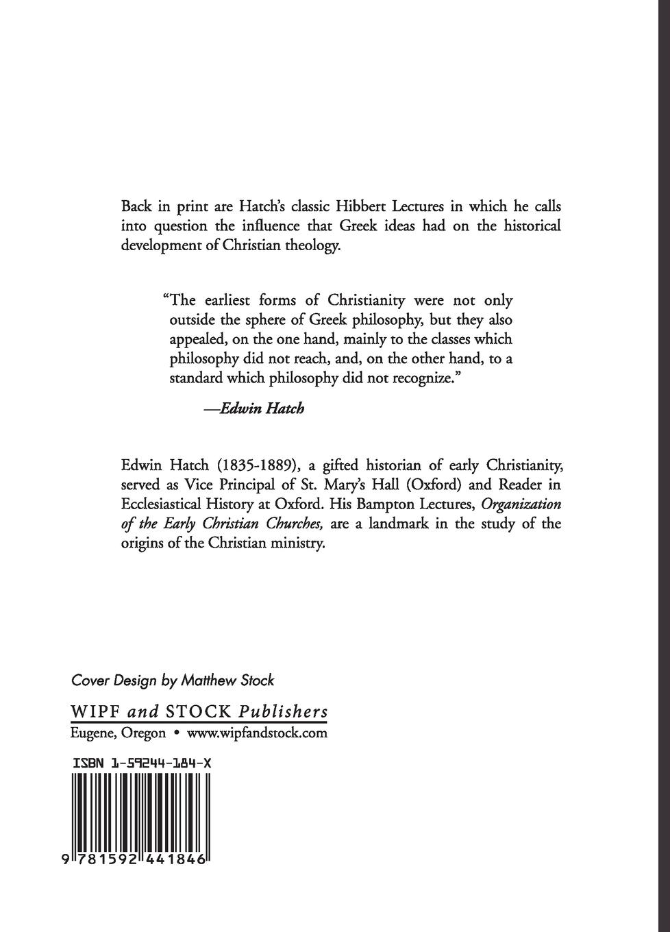 Rückseitencover The Influence of Greek Ideas and Usages upon the Christian Church