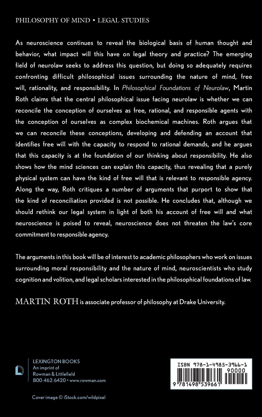 Rückseitencover Philosophical Foundations of Neurolaw