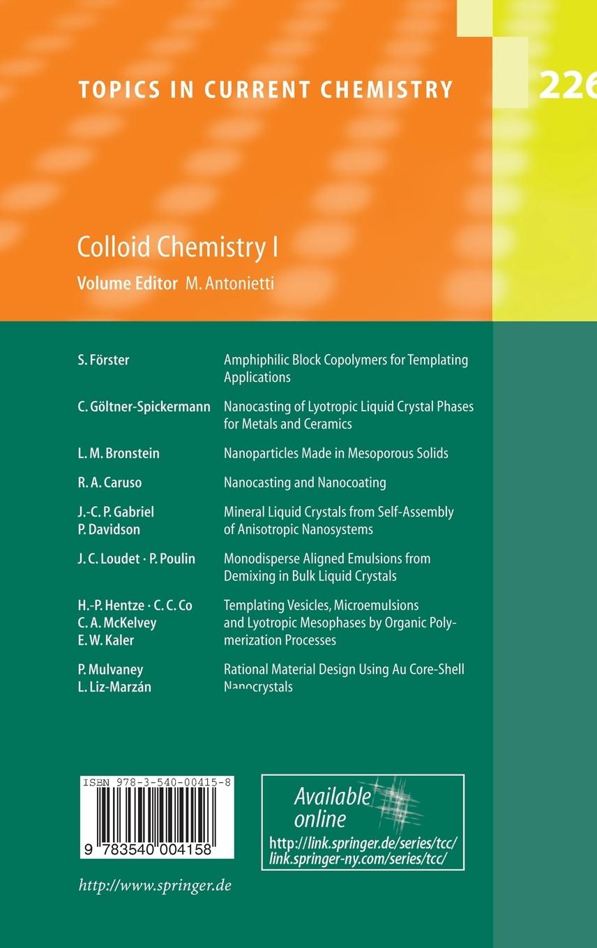 Rückseitencover Colloid Chemistry I