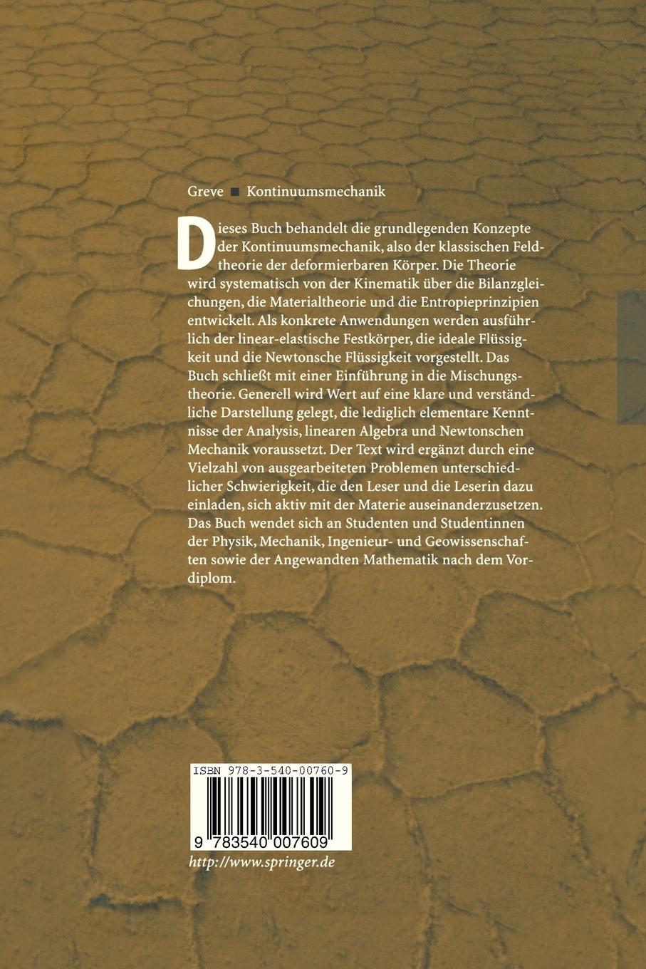 Rückseitencover Kontinuumsmechanik