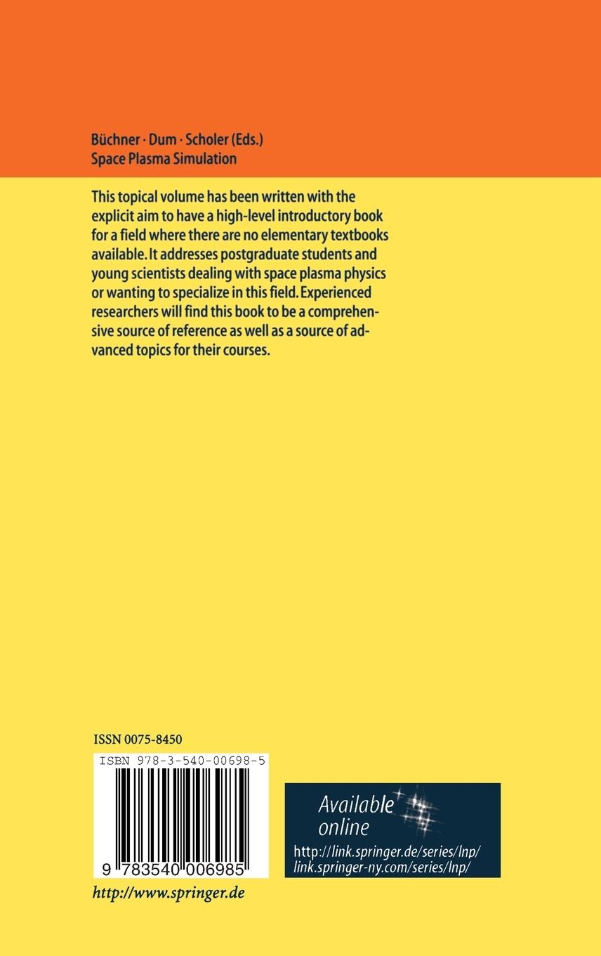 Rückseitencover Space Plasma Simulation