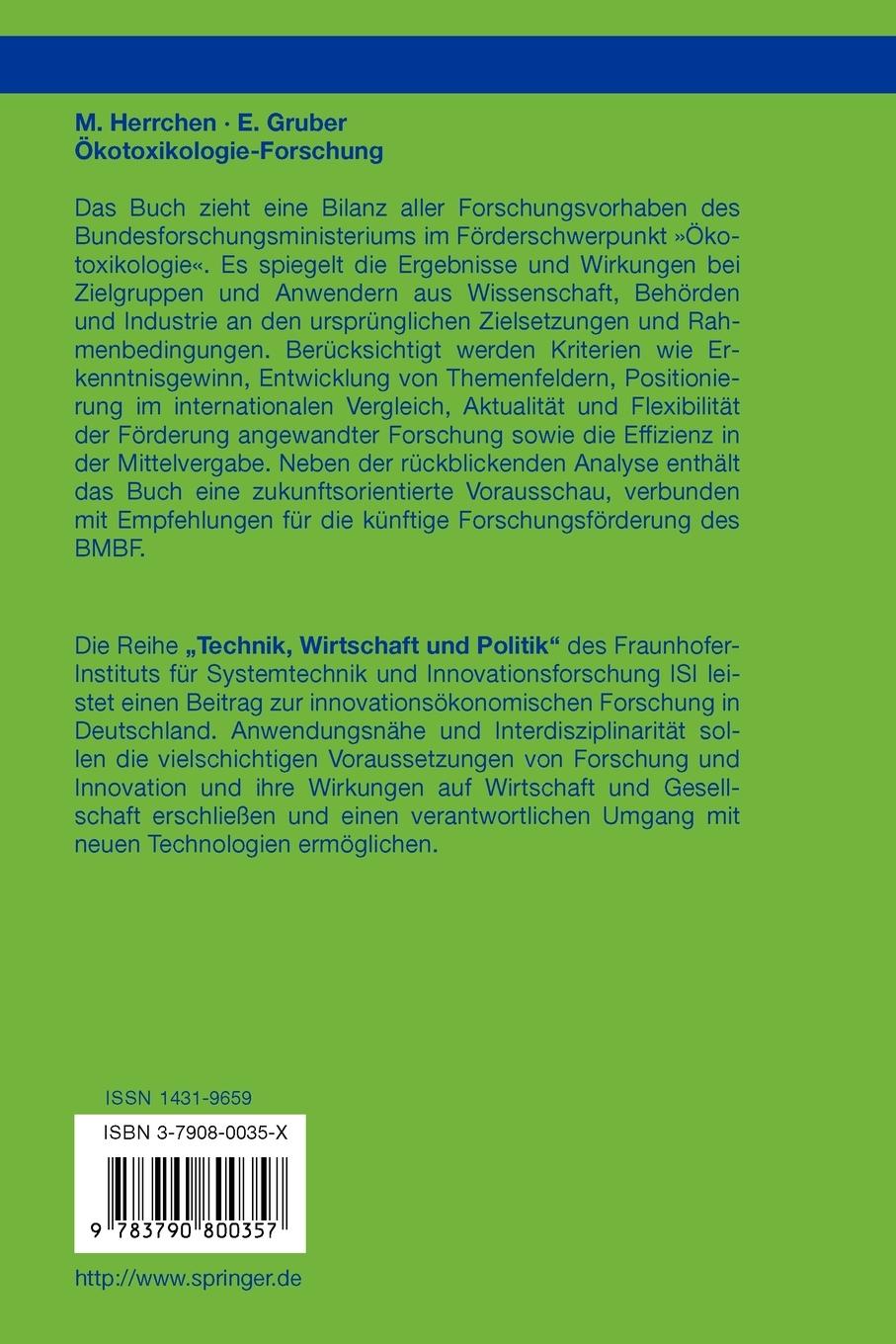 Rückseitencover Ökotoxikologie-Forschung