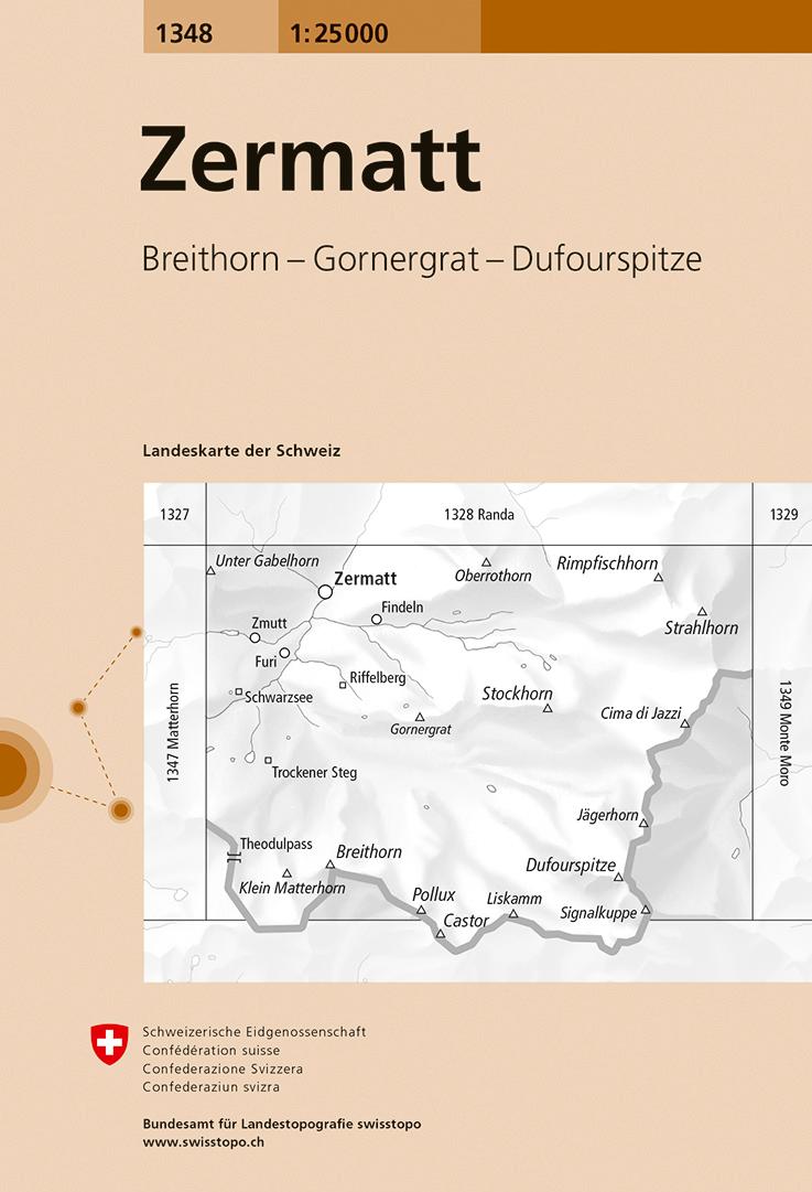Vorderes Coverbild Swisstopo 1 : 25 000 Zermatt