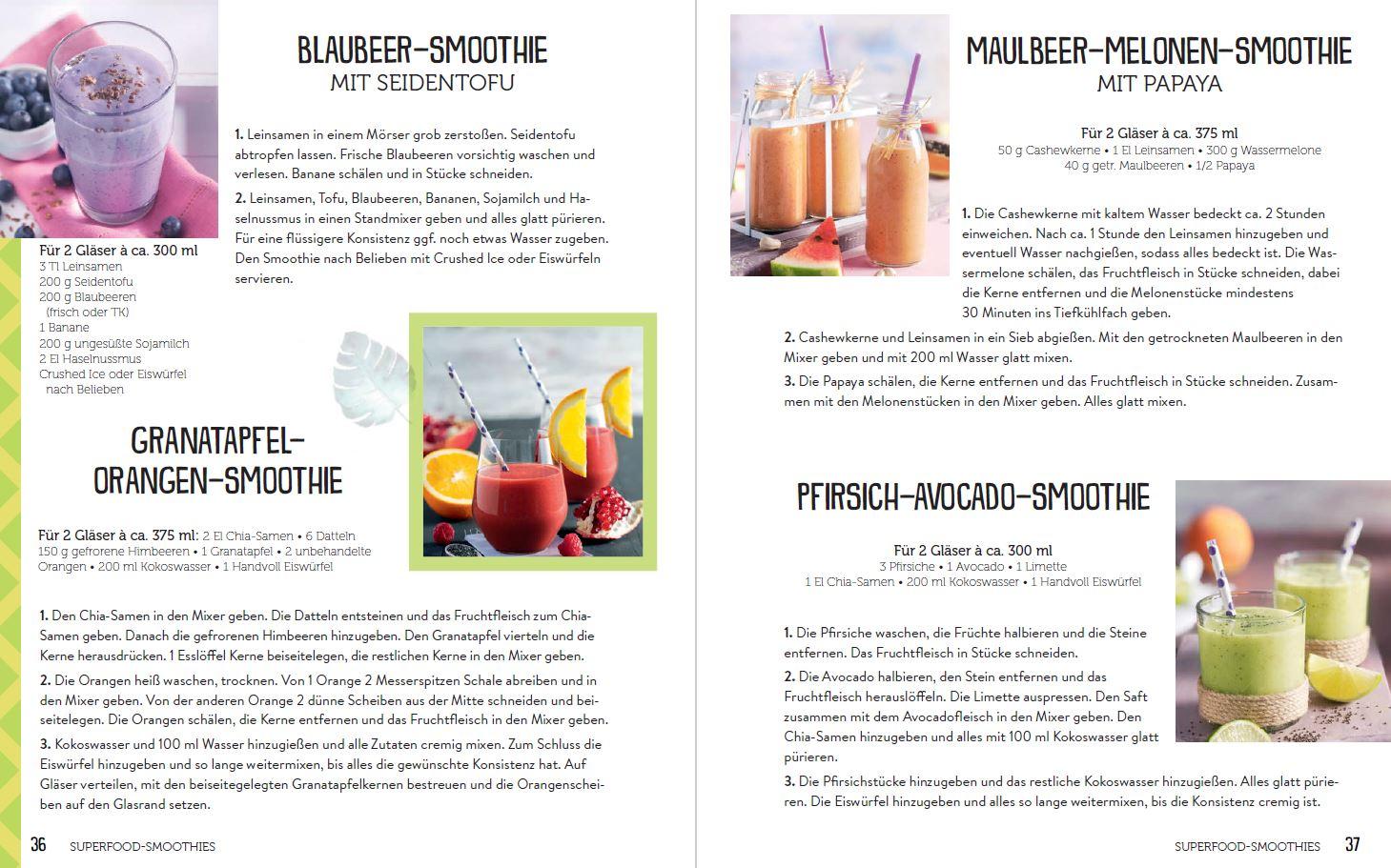 Beispielinhalt (Bild) 365 Smoothies, Powerdrinks & Co.
