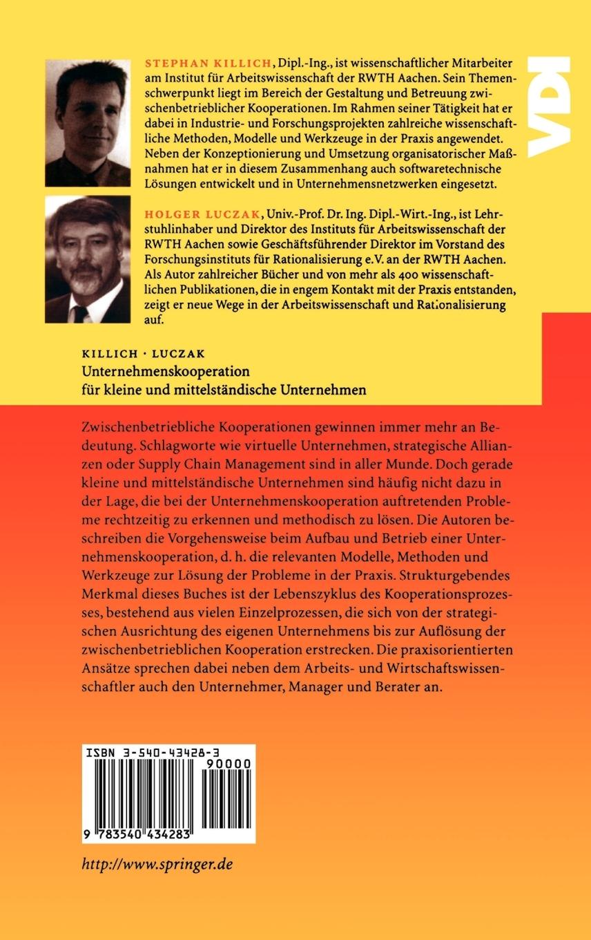 Rückseitencover Unternehmenskooperation für kleine und mittelständische Unternehmen