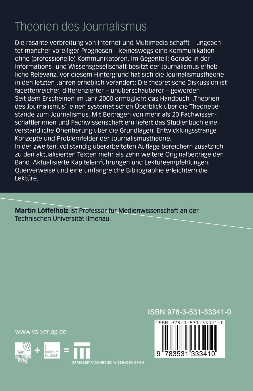 Rückseitencover Theorien des Journalismus