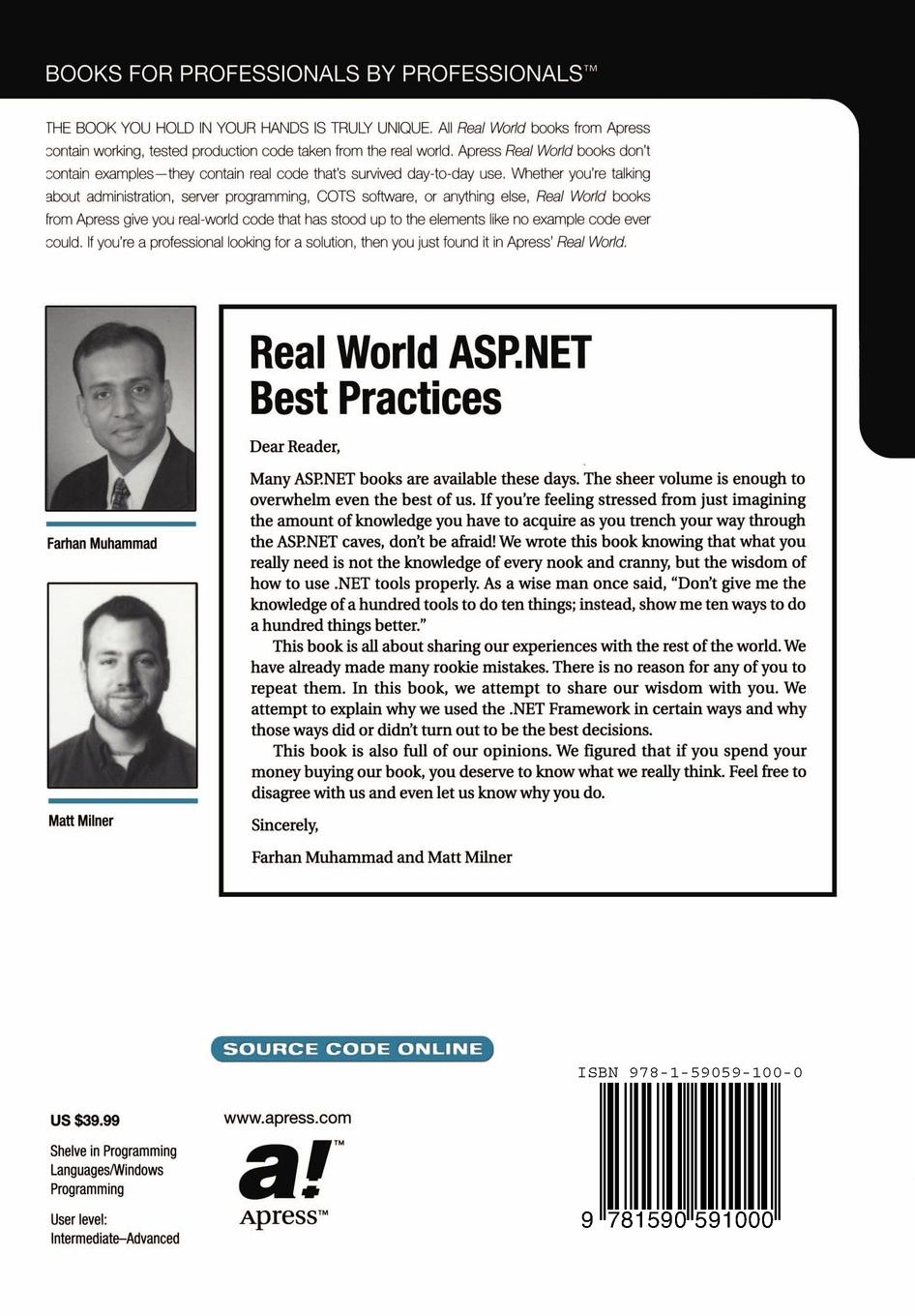 Rückseitencover Real World ASP.NET Best Practices