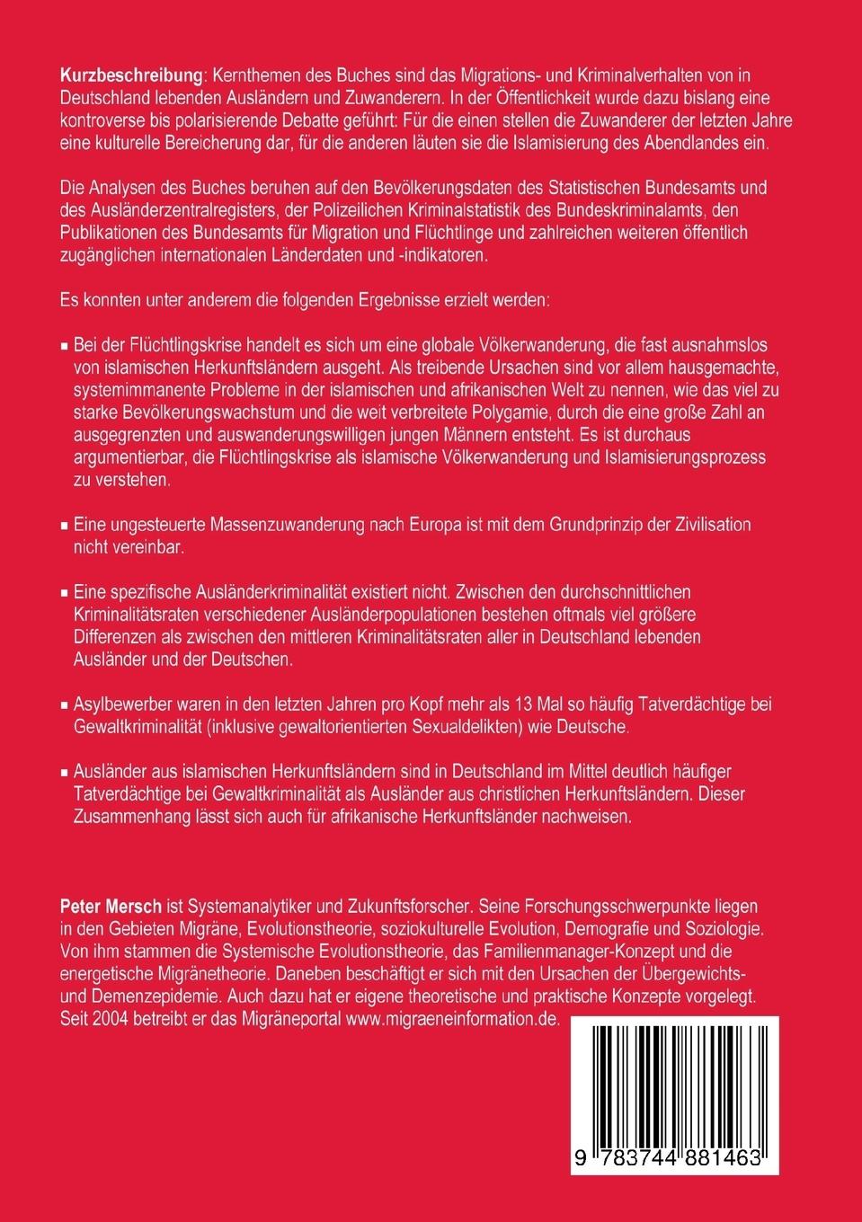 Rückseitencover Das Migrations- und Kriminalverhalten von Ausländern