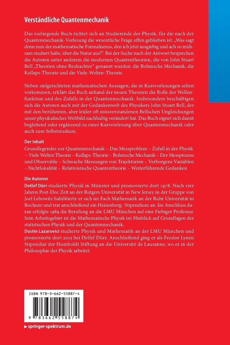 Rückseitencover Verständliche Quantenmechanik
