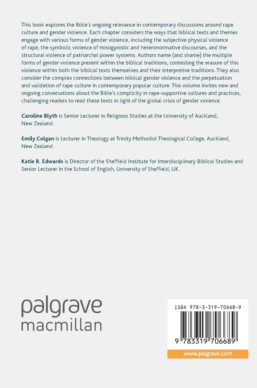 Rückseitencover Rape Culture, Gender Violence, and Religion