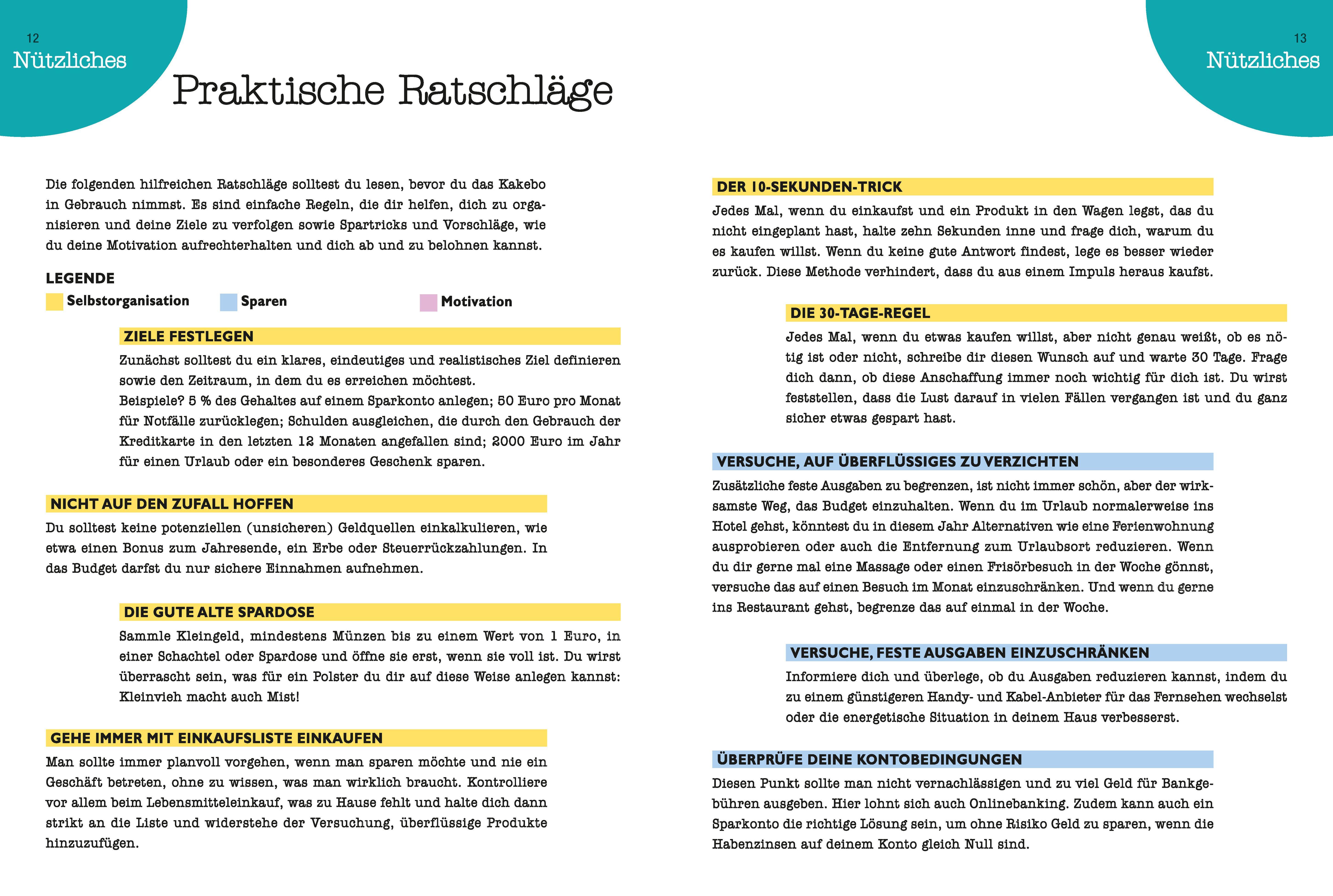 Beispielinhalt (Bild) Kakebo - Das Haushaltsbuch