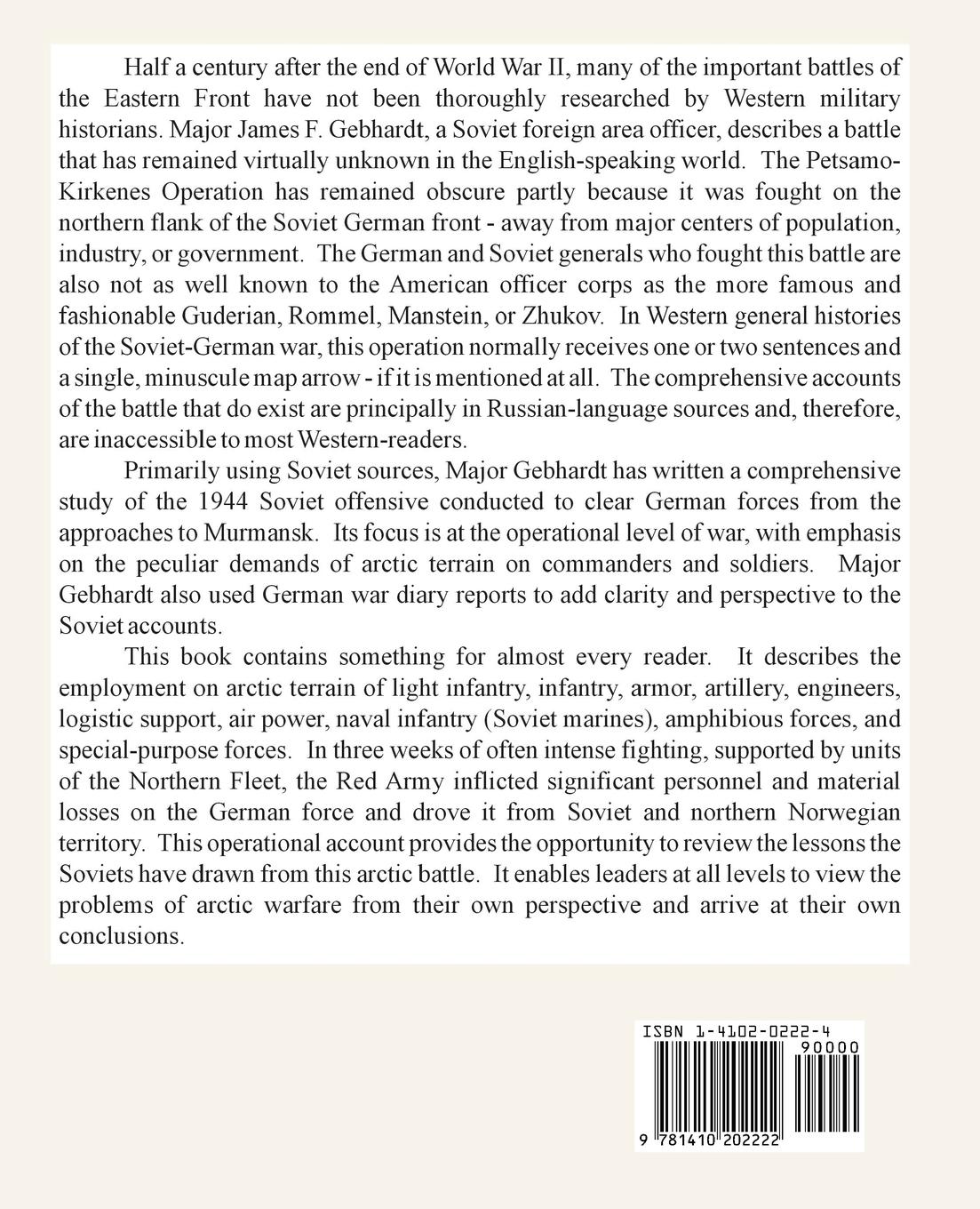 Rückseitencover The Petsamo-Kirkenes Operation