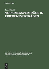 Vorderes Coverbild Vorkriegsverträge in Friedensverträgen