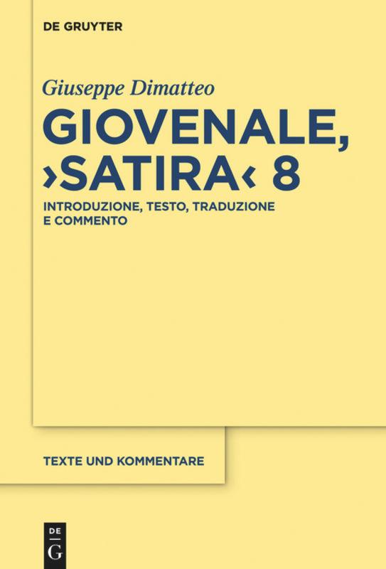 Vorderes Coverbild Giovenale, "Satira" 8