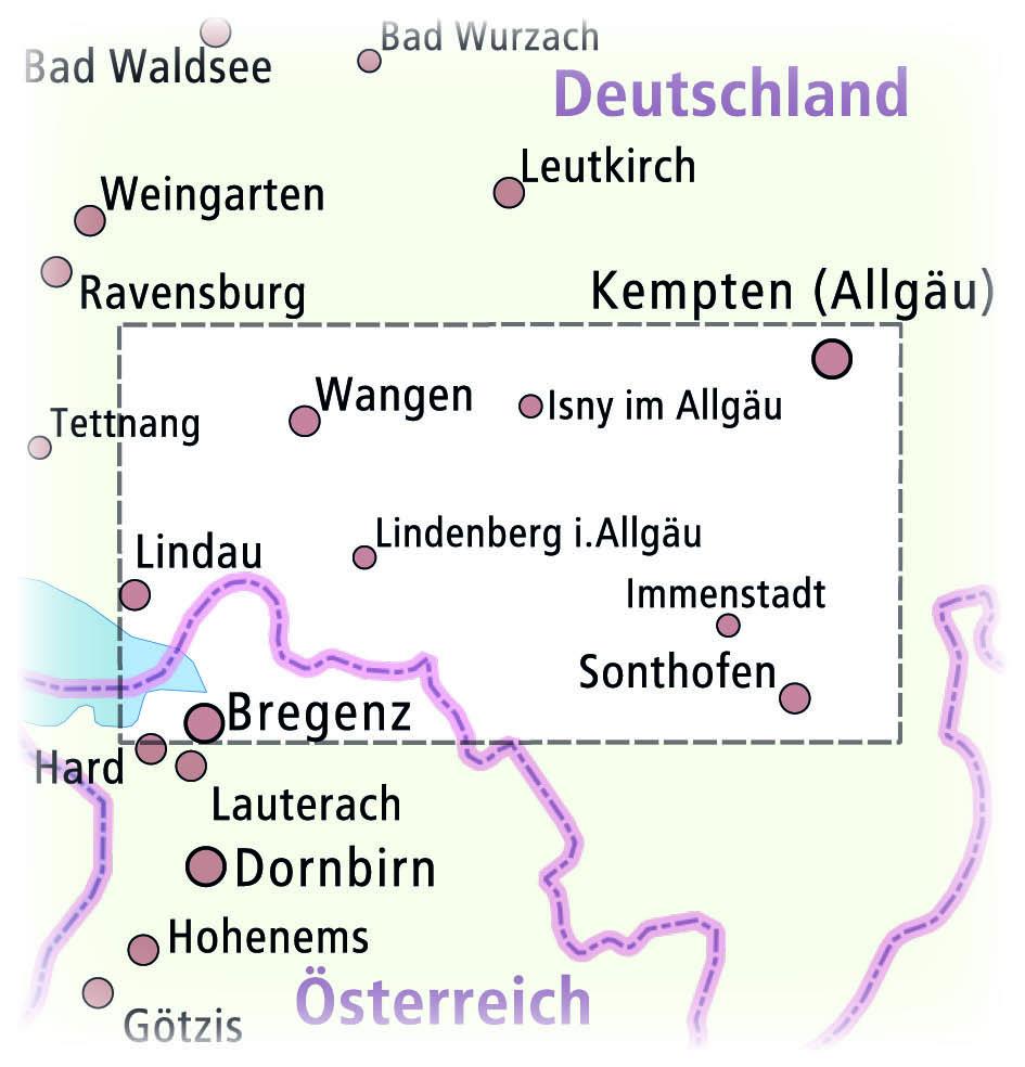 Beispielinhalt (Bild) Allgäu, Wangen, Kempten, Lindau, Sonthofen 1:35 000