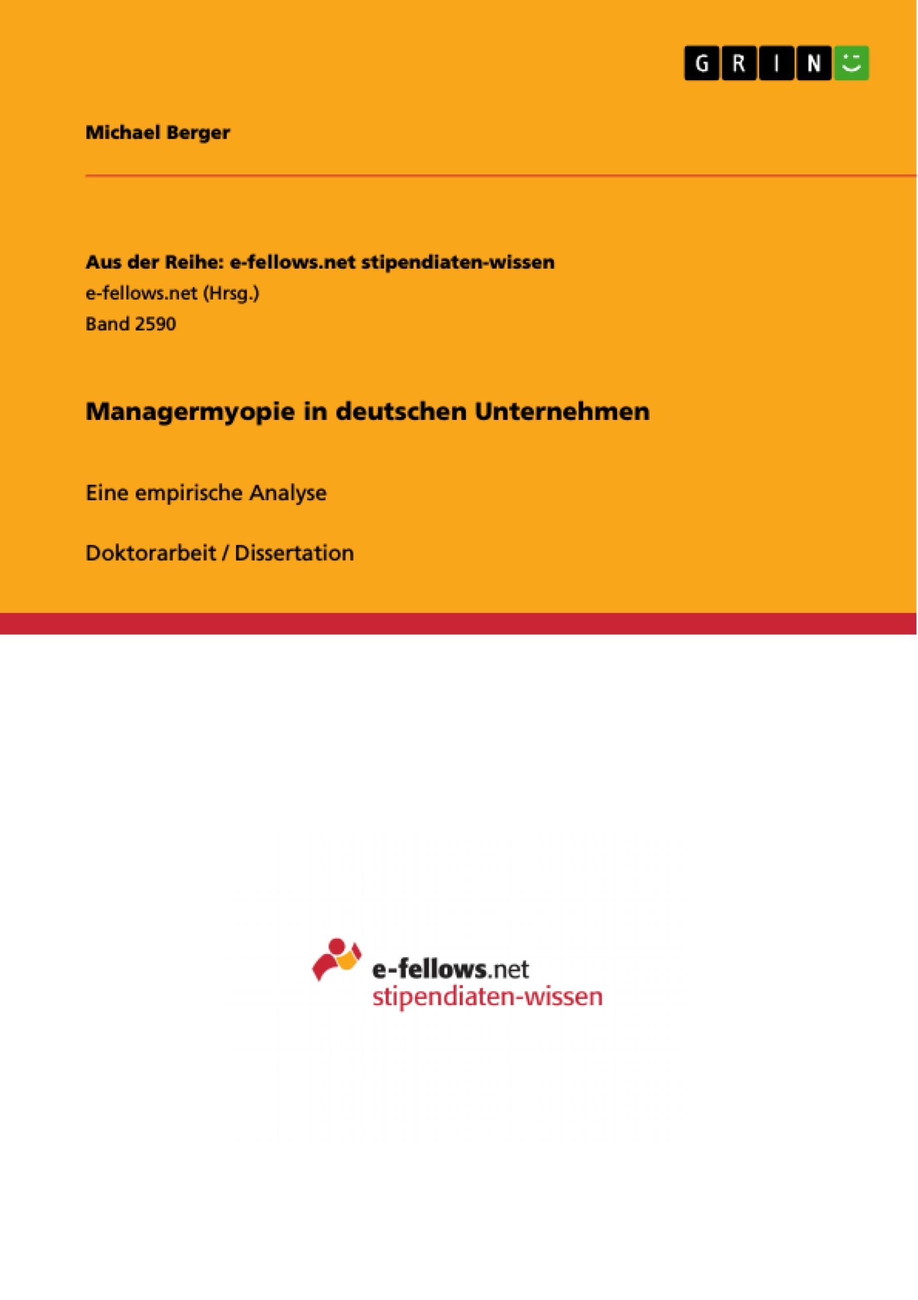 Vorderes Coverbild Managermyopie in deutschen Unternehmen