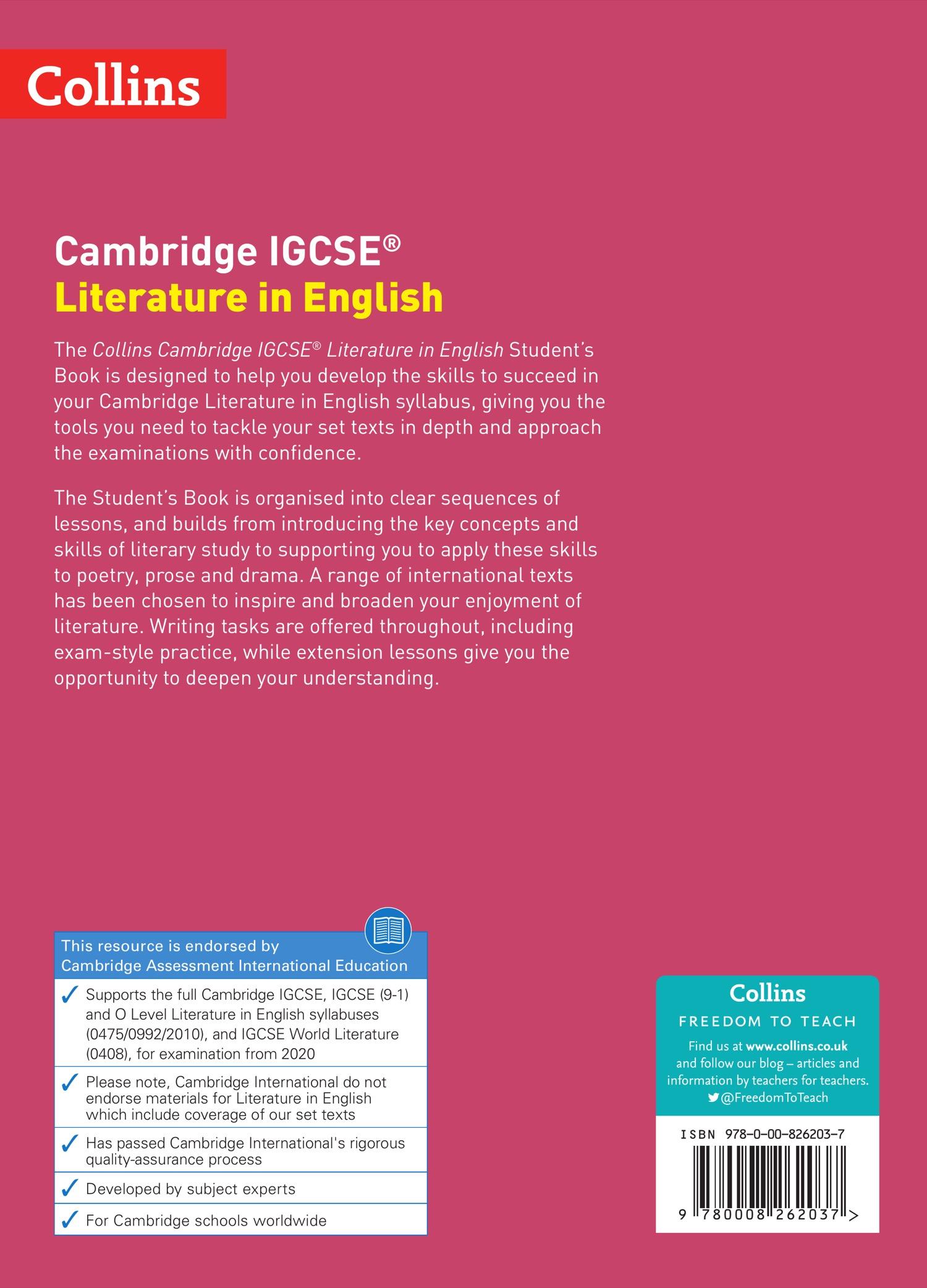 Rückseitencover Cambridge Igcse(r) Literature in English Student Book