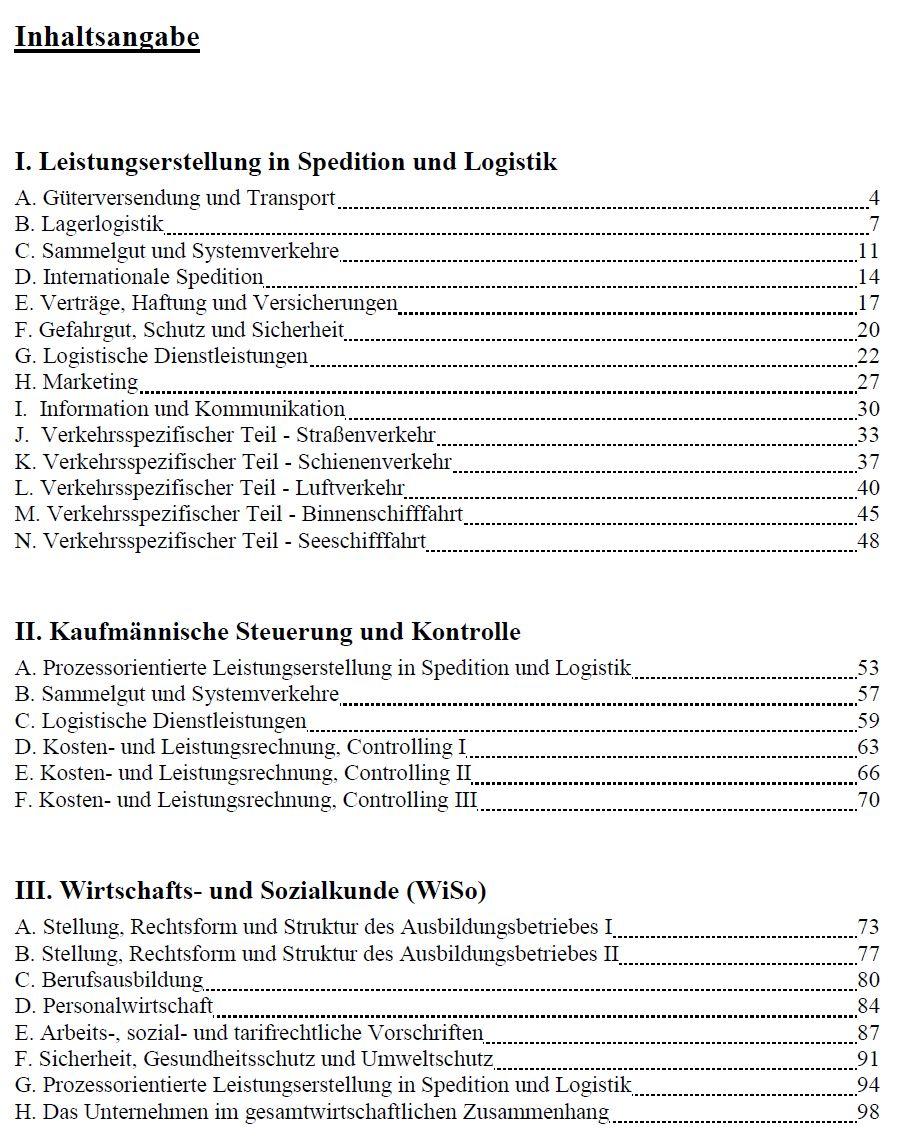 Beispielinhalt (Bild) Top-Prüfung Kauffrau / Kaufmann für Spedition und Logistikdienstleistung - 360 Übungsaufgaben für die Abschlußprüfung
