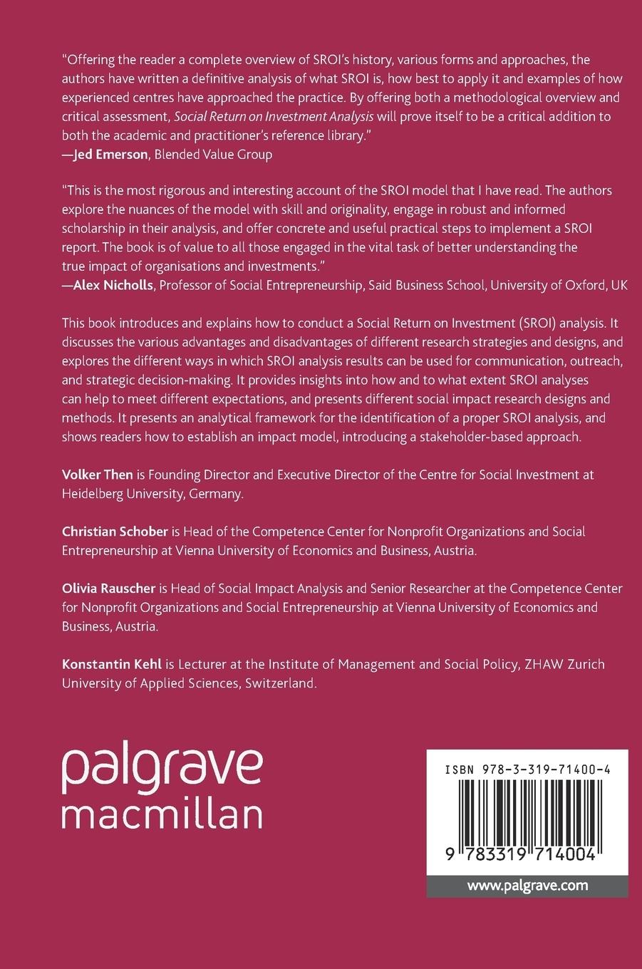 Rückseitencover Social Return on Investment Analysis