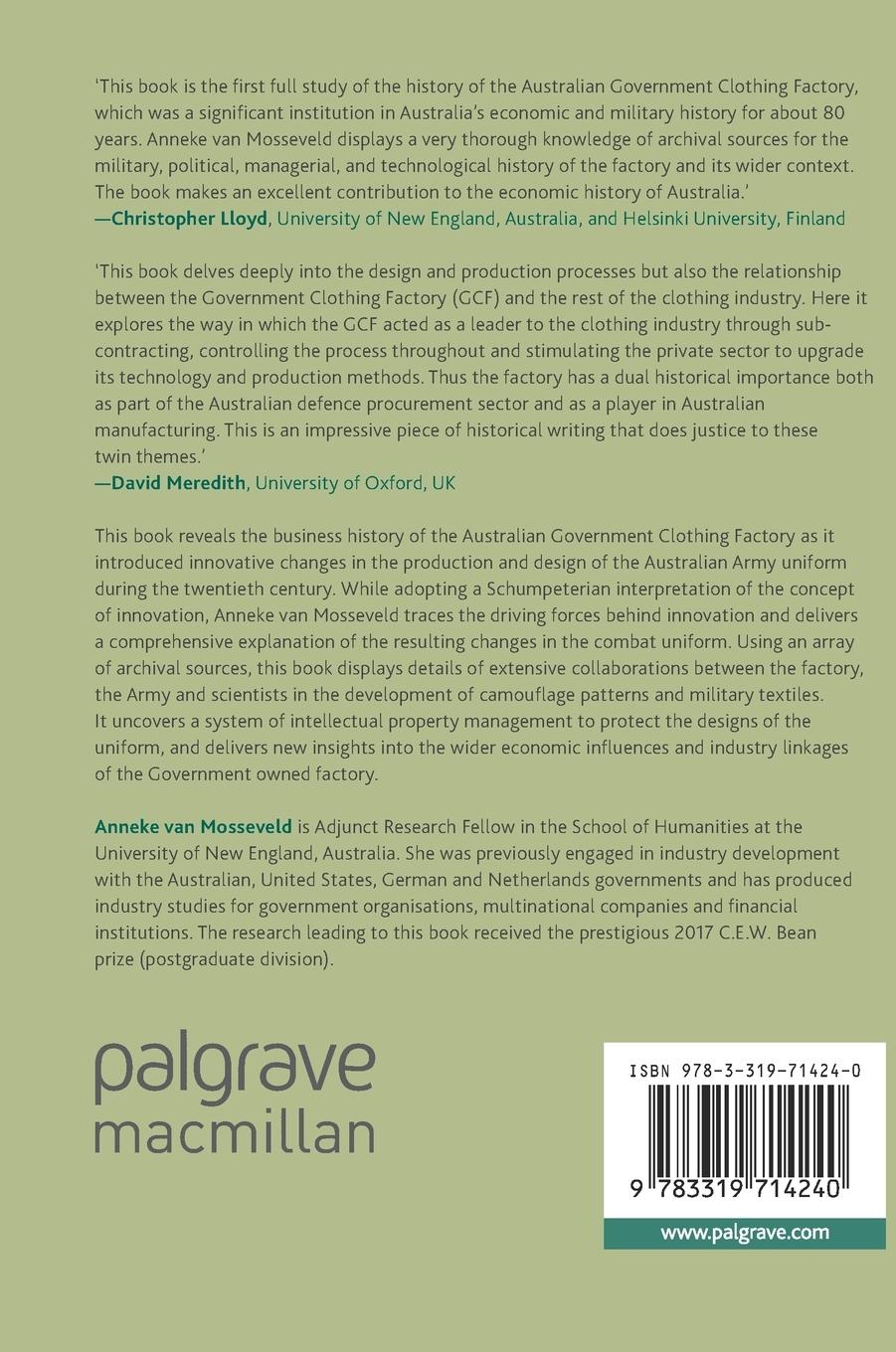Rückseitencover The Australian Army Uniform and the Government Clothing Factory