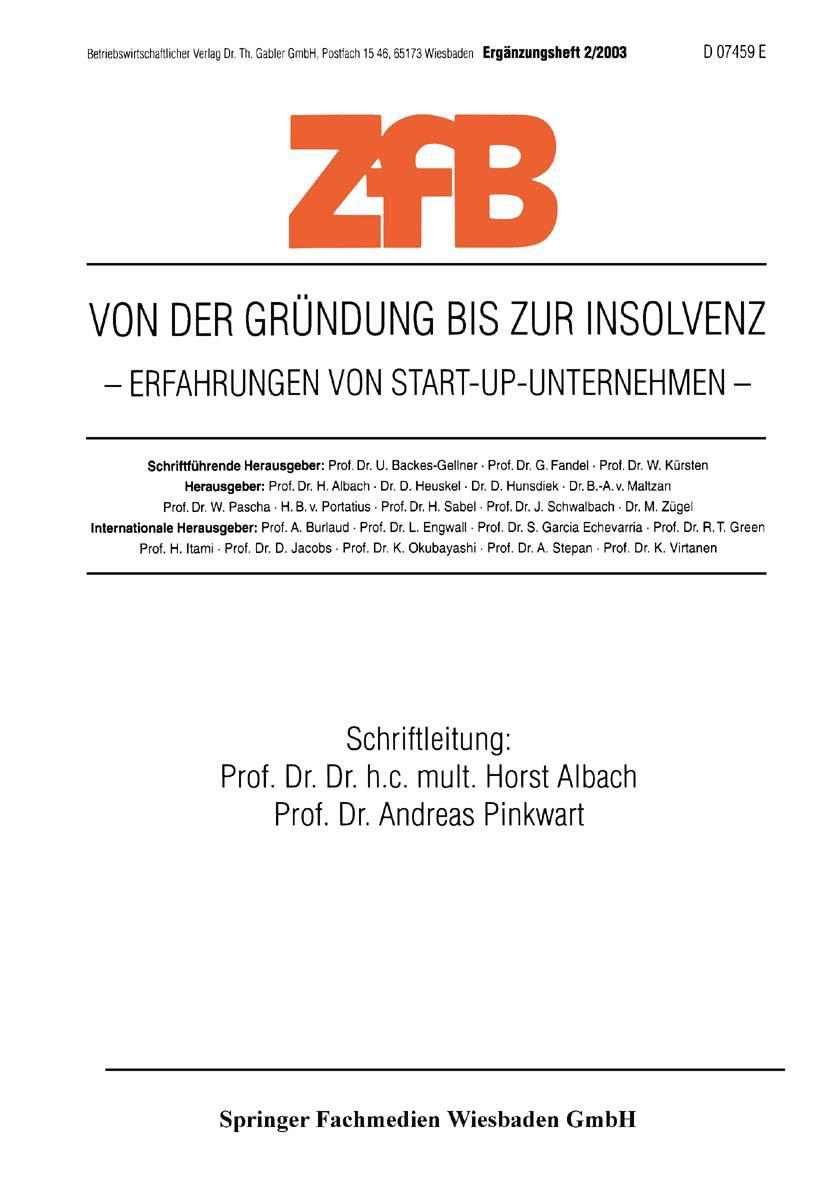 Vorderes Coverbild Von der Gründung bis zur Insolvenz Erfahrungen von Start-Up-Unternehmen