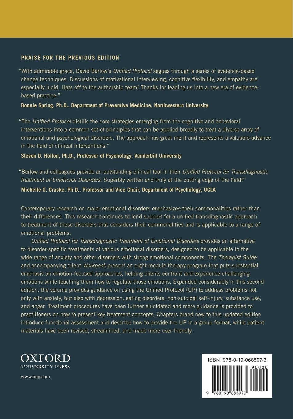 Rückseitencover Unified Protocol for Transdiagnostic Treatment of Emotional Disorders