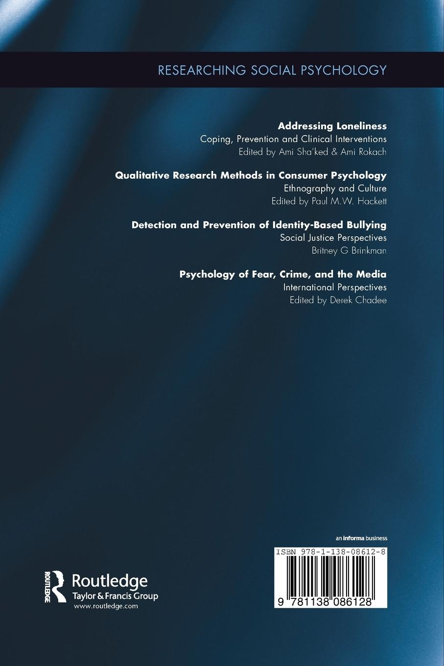 Rückseitencover Psychology of Fear, Crime and the Media