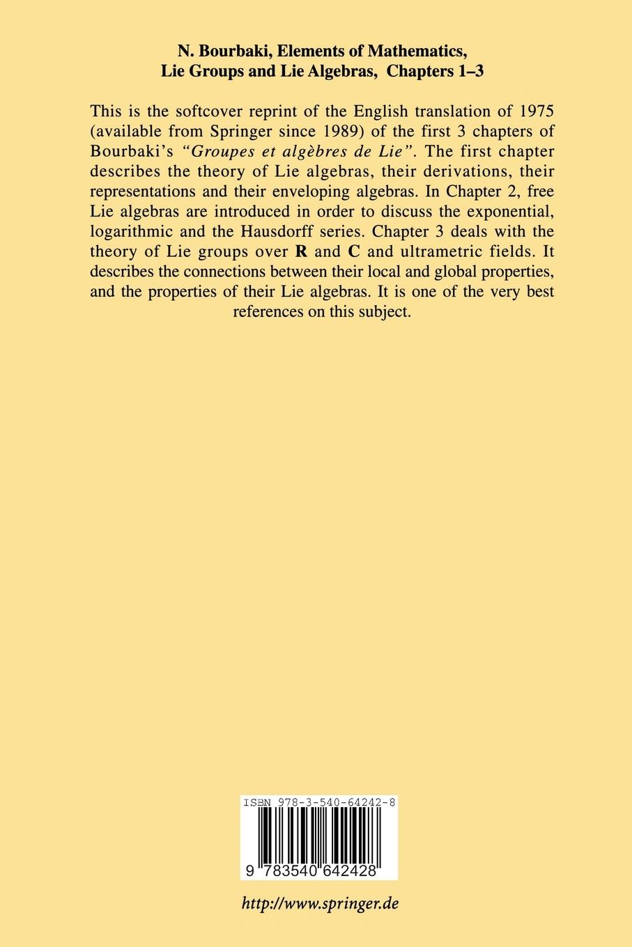Rückseitencover Lie Groups and Lie Algebras