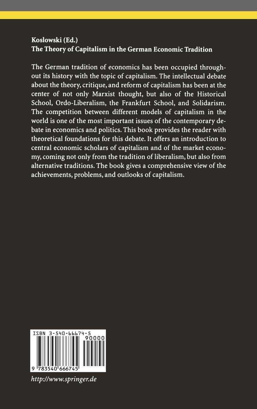 Rückseitencover The Theory of Capitalism in the German Economic Tradition