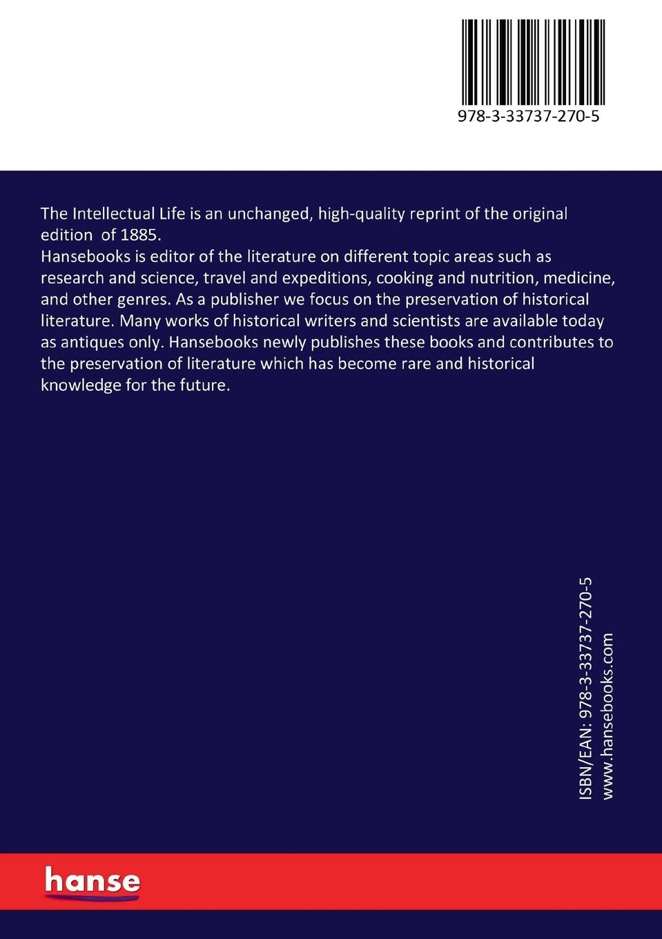 Rückseitencover The Intellectual Life