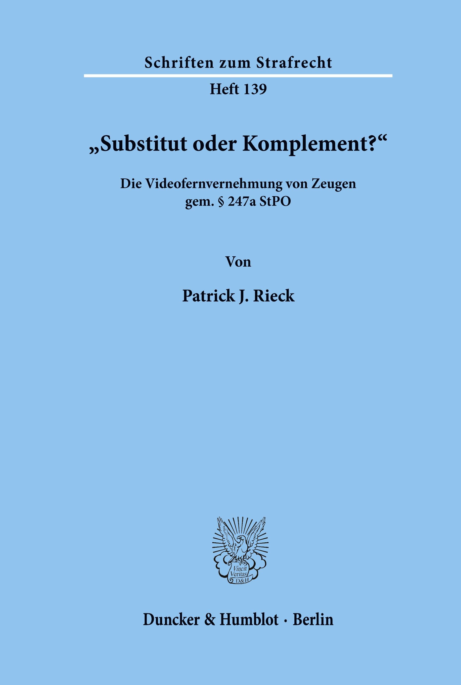 Vorderes Coverbild "Substitut oder Komplement?'
