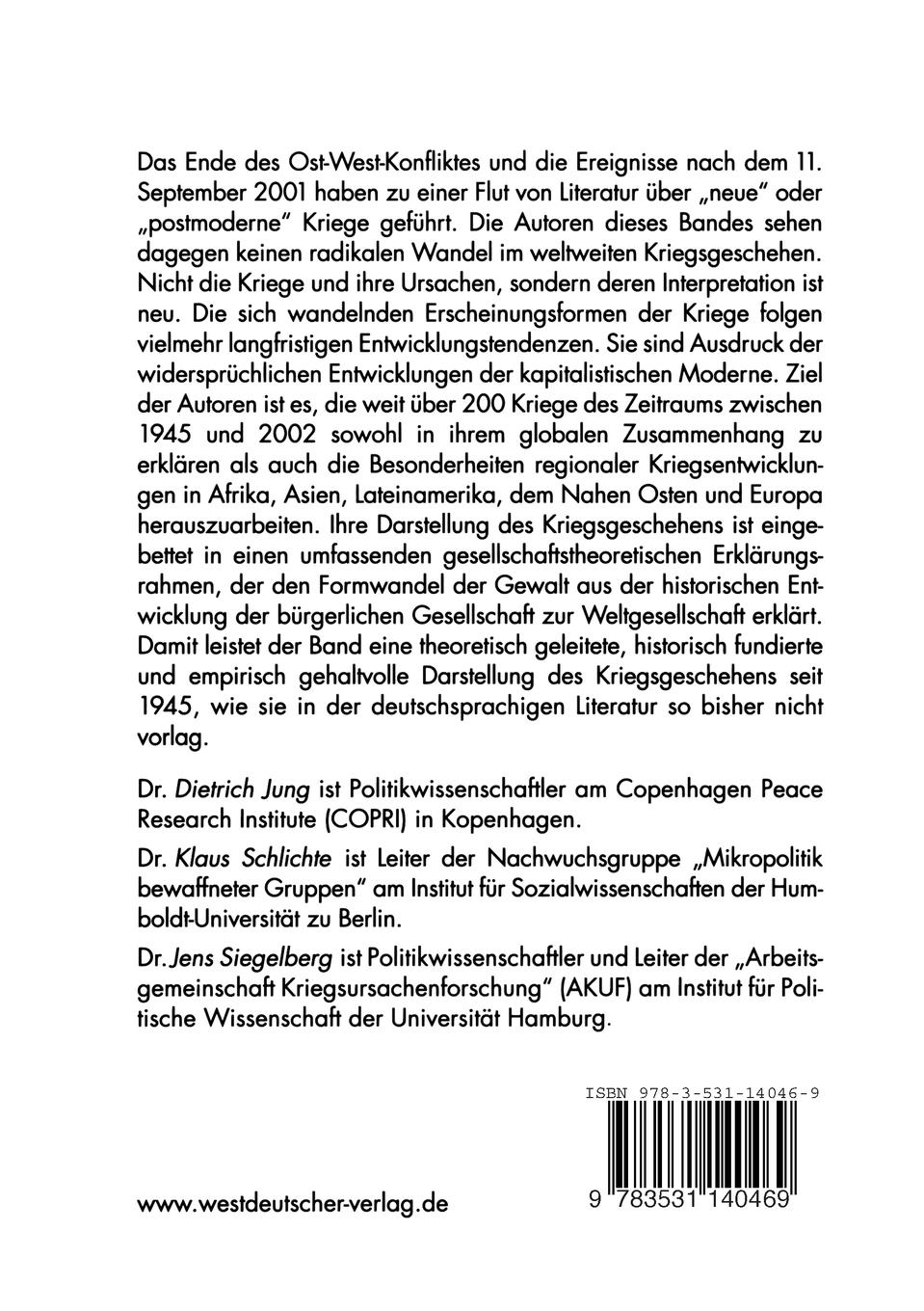 Rückseitencover Kriege in der Weltgesellschaft